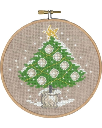 broderi juleophæng, Ø13cm, juletræ med kugler
