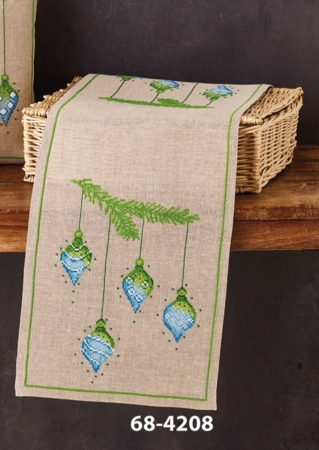 broderi juleløber, 32x91cm, Julekugler