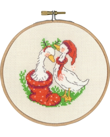 broderi juleophæng, Ø15cm, Gæs