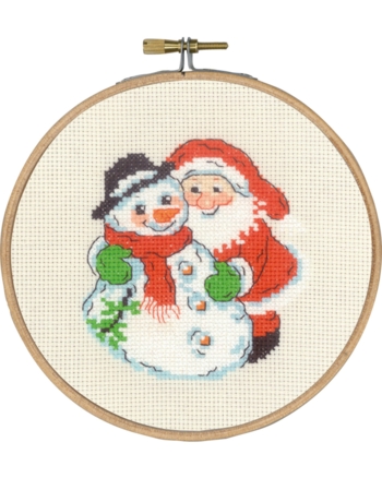broderi juleophæng, Ø15cm, Snemand og Julemand
