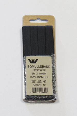Bændel 10mm, 5mtr. sb sort