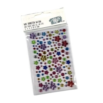 Rhinsten selvklæb. mix str. Blomst m.m.