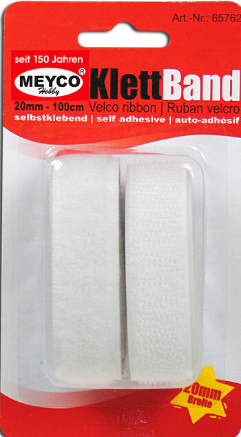 Velcro bånd hvid 2 x 100cm, selvklæbende