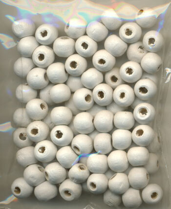 Træperler 10mm hvid, 25stk.