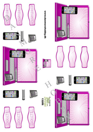 3D ark bærbar computer og iPhone pink