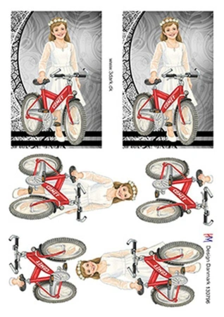 3D ark HM-design Konfirmationspige med rød cykel