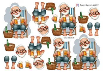 3D ark HM-design Bedstefar i liggestol med øl