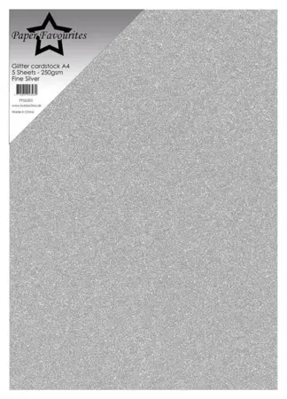Paper Favourites Glitter Cardstock "Fine Silver" PFSS203