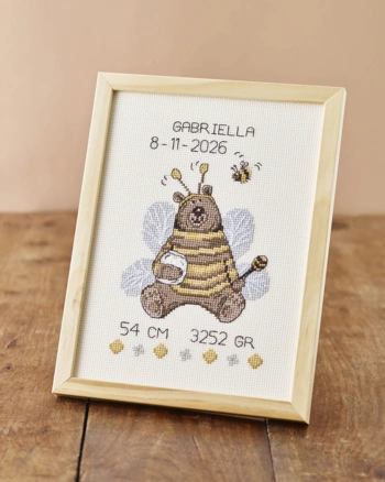 Broderikit Billede bamse bi 18x24cm