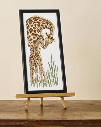 Broderi billede Giraf med unge, 15x35cm