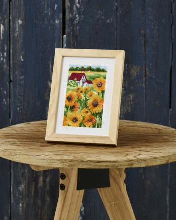 Broderi billede solsikker 10x15cm