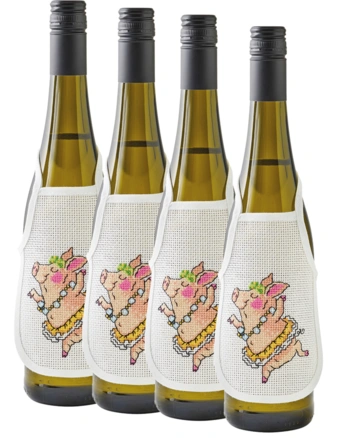 Broderi Flaskeforklæde Perle Grise 4stk.