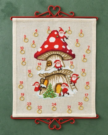 Julekalender broderi Svampehuset 35x41cm
