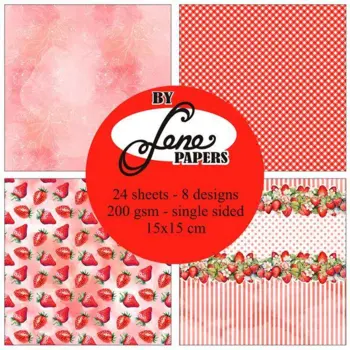 BY Lene Paperpad "Strawberry Time" BLP082, 15x15cm