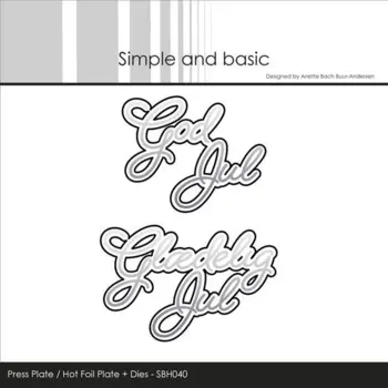 Simple and Basic Press Plate + Dies “God jul / Glædelig Jul" SBH040