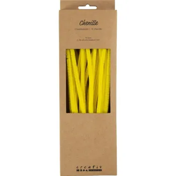 Chenille, 50stk., L: 30cm, 6mm, gul