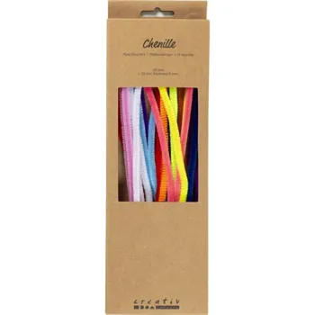 Chenille, 25stk., L: 30cm, 6mm, colorful, farverige