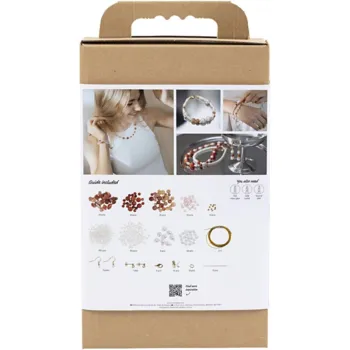 DIY Kit Smykker, beige, brændt orange, hvid perlemor