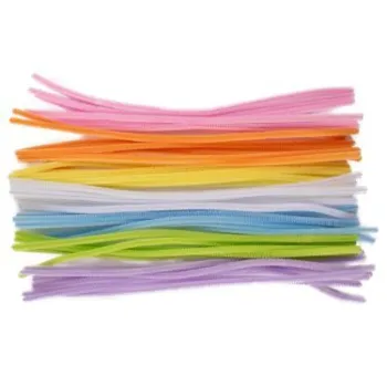 Chenille 6mm x 30cm mix pastel farvet 50stk.
