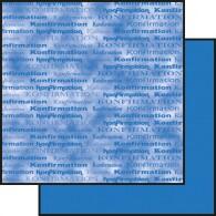 Karton blå m. marmoret, tekst konfimation