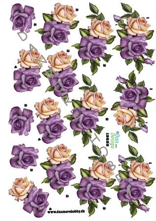 3D ark Dan-design roser lilla/creme, blomster