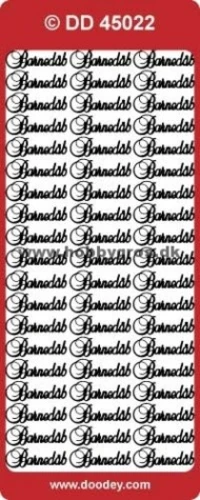 Stickers Barnedåb tekst 45022 sølv | KUN 9,95 DKK