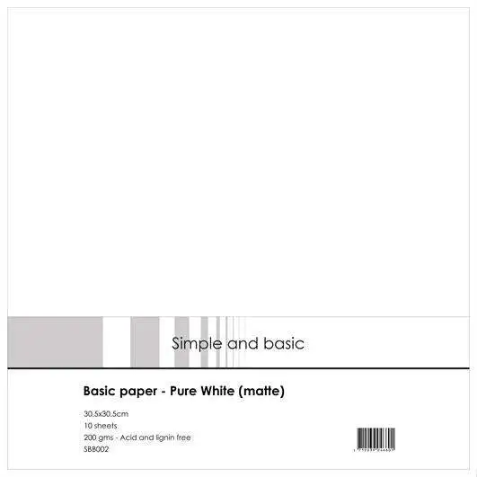 Simple and basic "Basic Paper - Pure White (matte) SBB002 | KUN 39,95 DKK