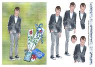 3D ark Konfirmand dreng med gaver og roser A5