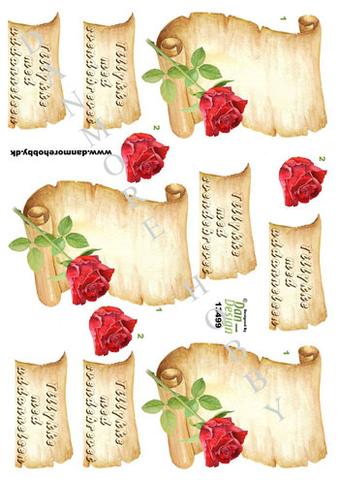 3D ark Dan-design Svendebrev med rød rose