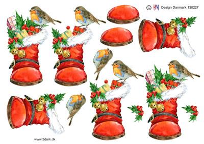 3D ark HM-design  fugl ved julstøvle