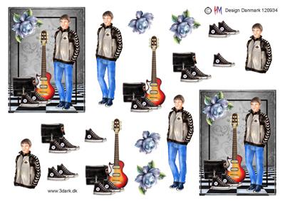 3D ark HM-design Konfirmand med guitar, rose, sko og taske