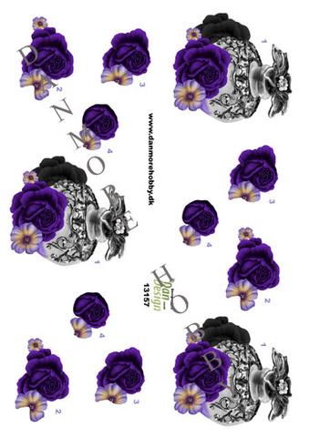 3D ark Dan-design Parfumeflaske med lilla blomster