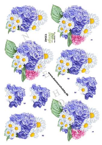 3D ark Dan-design Blå blomst og margueritter