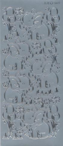 Stickers Elefant m. balloner 4105 sølv