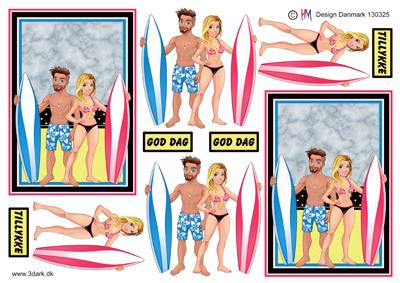 3D HM Design, Ung pige og dreng med surfboard
