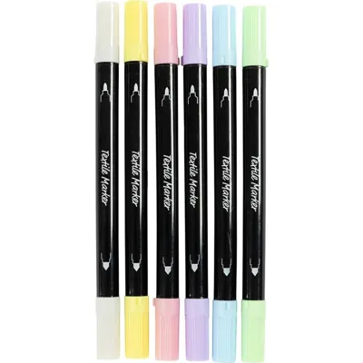 Tekstiltusch 2,3 + 3,6mm sæt med 6 pastelfarver