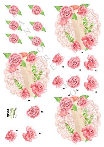 3D Dan-design blomst, sang på fad med roser