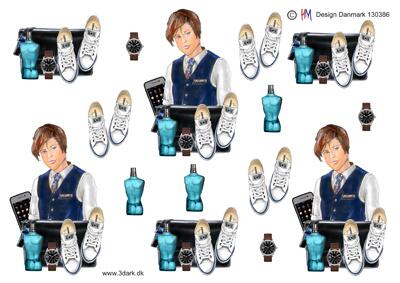 3D ark HM-design Konfirmations dreng sko, ur og parfume