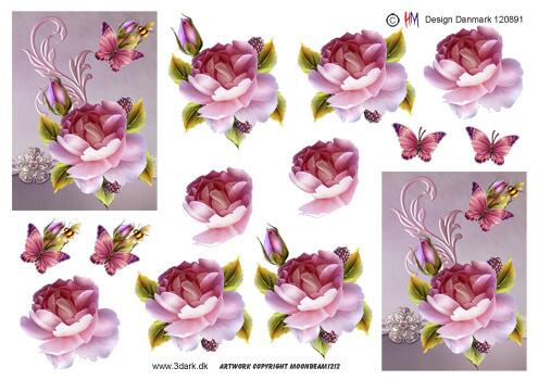 3D ark HM-design lilla rose på smuk baggrund