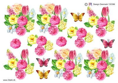 3D ark HM-design forårsblomster med sommerfugl