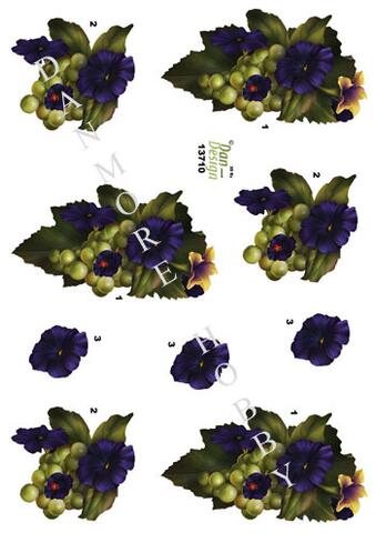 3D ark Dan-design grønne druer med blomster
