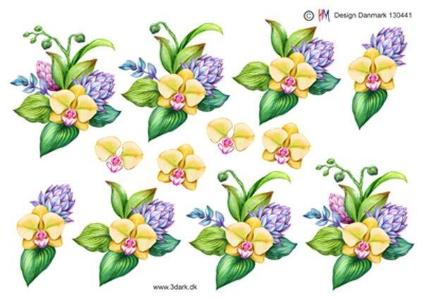 3D ark HM-design blomst Gul orkide