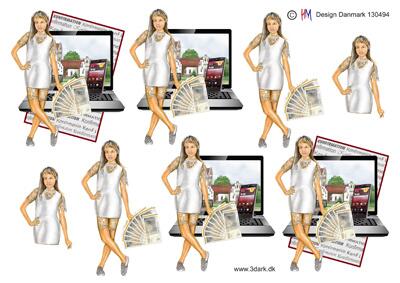 3D ark HM-design Konfirmationspige med pc og penge