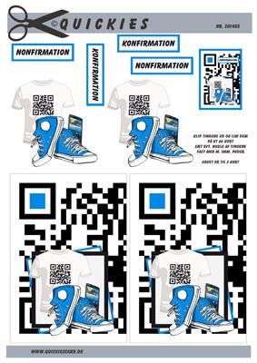 3D ark Quickies T-shirt med QR kode, sko og mobil, dreng