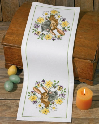 Broderi påske hare og gris 24 x 68cm