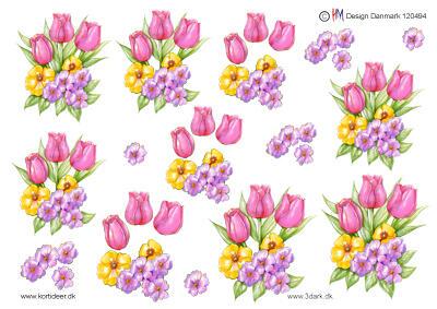 3D ark HM-design Buket med lilla og gule blomster