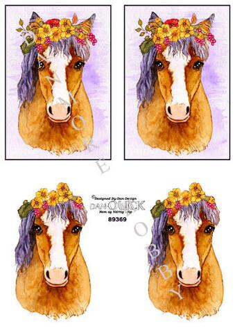 3D ark Dan-Quick hest m. blomster