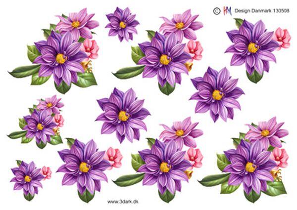 3D ark HM-design Forårsblomster i lilla farver