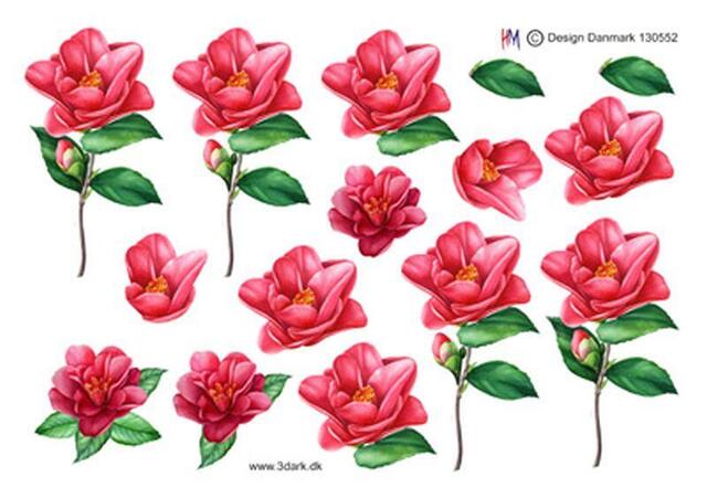 3D ark HM-design enkelt blomst på stilk i rosa farve