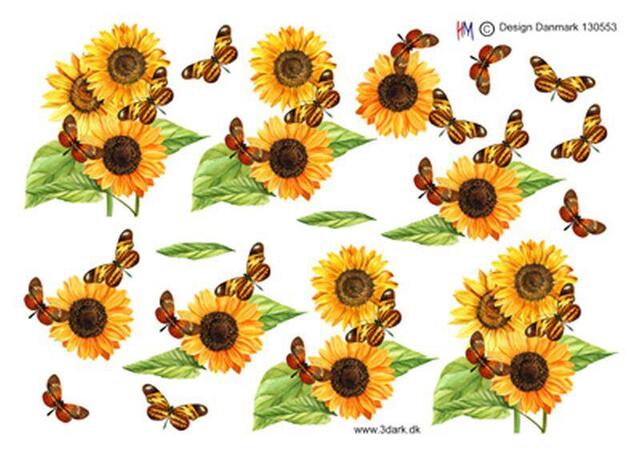 3D ark HM-design solsikker og sommerfugle